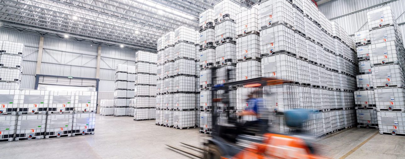 Fork,Lift,Inside,A,Bulk,Container,Warehouse.